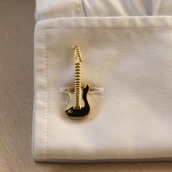 Electric Guitar Gold Cufflinks Gift For Musicians 316 L Stainless Steel Rock Accessory, 4 of 5