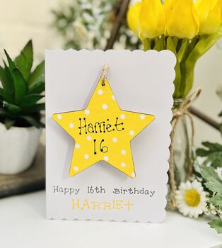 Personalised 16th Star Birthday Card Wooden Gift, 2 of 5