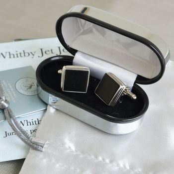 Whitby Jet Sterling Silver Cufflinks, 3 of 4