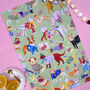 Christmas Green Dogs Tea Towel, thumbnail 1 of 3