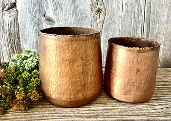 A Set Of Two Vintage Style Copper Planters, 6 of 6