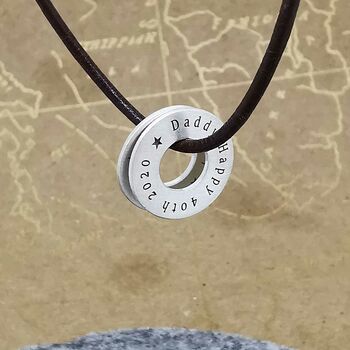 Men's Silver And Leather Personalised Hoops Necklace, 8 of 12