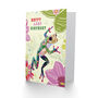 Colourful Pattern Frog Floral Happy Leap Birthday Card, thumbnail 2 of 4