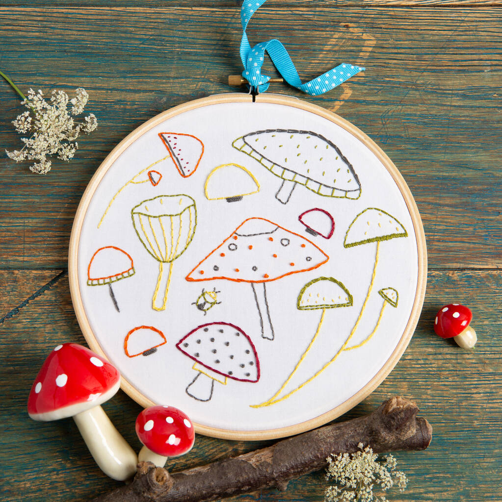 Marvellous Mushrooms Embroidery Kit By Hawthorn Handmade
