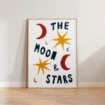 The Moon And Stars Hand Painted Nursery Print, 6 of 7