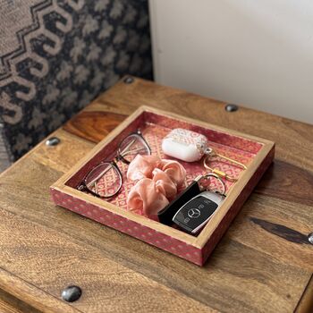 Square Wood Decorative Tray Bedside Trinket Dish, 12 of 12