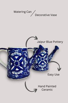 Bold Blue Pottery Ceramic Watering Can/Vase, 3 of 12