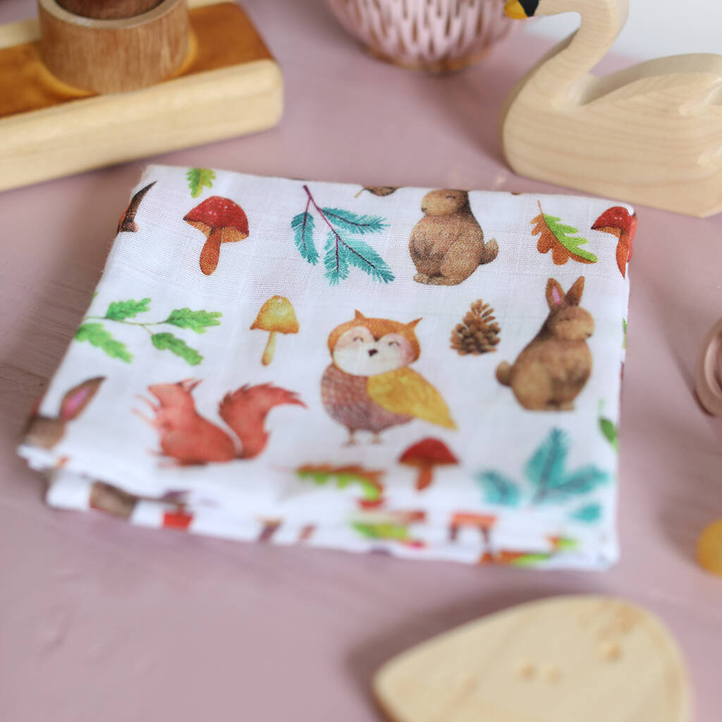Muslin Burp Cloth Woodland By The Fox in the Attic