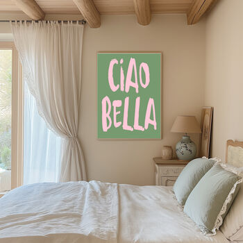 Ciao Bella Green Typography Art Print, 2 of 3