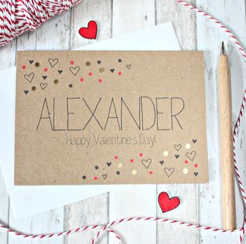 Personalised Happy Valentine's Day Card With Gold Dots, 2 of 4