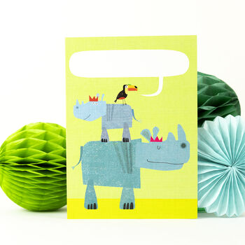 Personalised Rhinos New Baby Card, 3 of 3