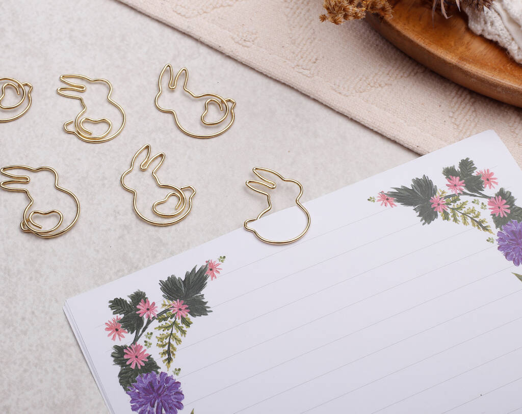 Gold Paper Clips Bunny Rabbit, Metal Paperclip For Wedding Or Office Stationery, 1 of 2