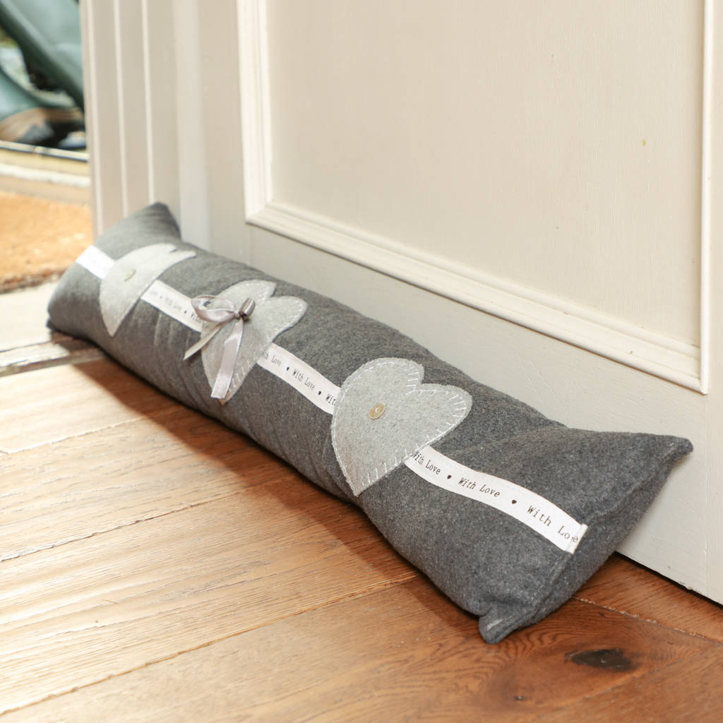 made with love grey door stop and draught excluder by dibor