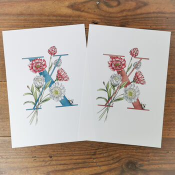X Is For Xeranthemum Initial Print, Personalised, 2 of 6