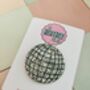 Large Disco Ball Glitter Resin Hair Clip / Retro Party Barrette / Oversized Silver Mirror Resin Slide / New Year's Eve Styling Accessory, thumbnail 3 of 7