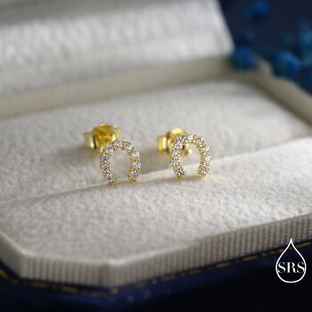 Sterling Silver Extra Tiny Horseshoe Stud Earrings, 2 of 12