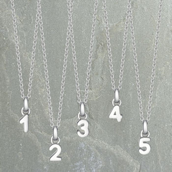 Mini Sterling Silver Number Necklace, 6 of 7