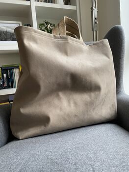Extra Large Tote Bag Mock Suede, 2 of 5