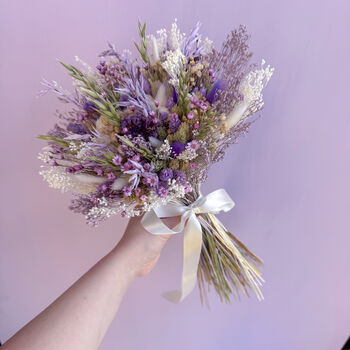 Purple And Green Dried Flower Bouquet, 8 of 8