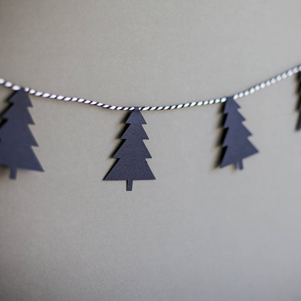 Handmade Black And White Christmas Tree Garland By May Contain Glitter