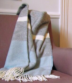 Stripy Pure New Wool Blanket And Throw, 3 of 4