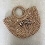 Personalised Ada Silver Starfish Half Moon Wicker Basket Drawstring Bag, thumbnail 1 of 3