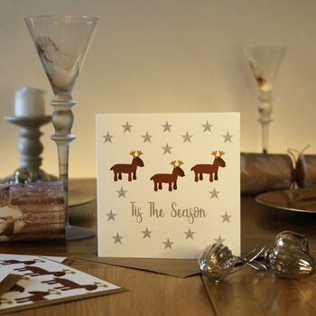 Reindeer Set Of Six Mixed Design Christmas Cards, 3 of 10