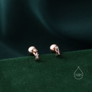 Sterling Silver Extra Tiny Triangle Pyramid Screw Back Earrings, 3 of 10