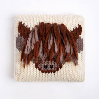 Highland Cow Cushion Cover Easy Knitting Kit, 3 of 6