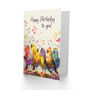 Cheerful Singing Birds Colourful Design Birthday Card, thumbnail 2 of 5
