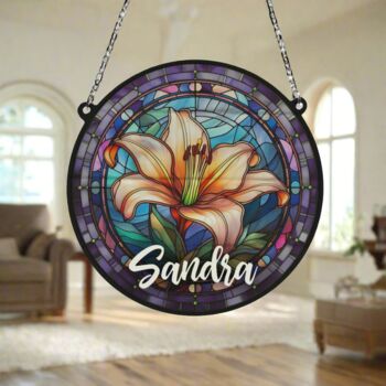 Lily Personalised Stained Glass Effect Suncatcher, 4 of 7