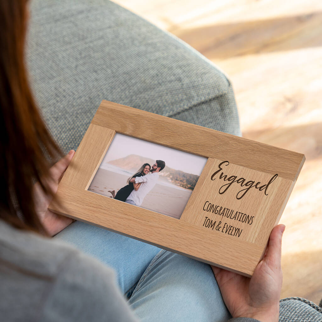 Personalised Engaged Oak Photo Frame By Mirrorin