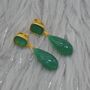 Green Onyx Gold Plated Sterling Silver Drop Earrings, thumbnail 2 of 9