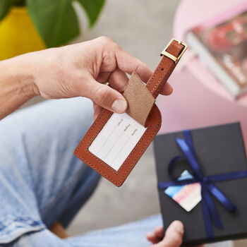 Personalised Luxury Leather Luggage Tag With Hot Stamped Name Or Initials, 5 of 7