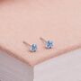 4mm Sterling Silver Blue Crystal Stud Earrings, thumbnail 1 of 7