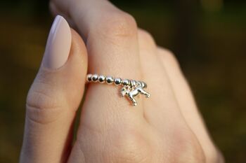 Sterling Silver Ball Bead Ring With Mini Schnauzer, 5 of 12