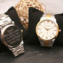 Gents Engraved Wrist Watch Silver And Gold Plated Alloy, thumbnail 1 of 5