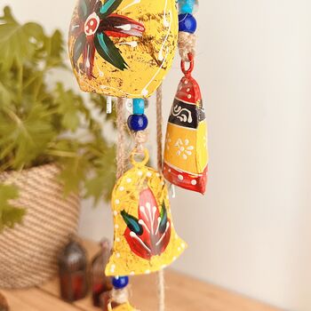 Hand Painted Mustard Yellow Long Hanging Bell Windchime, 5 of 9