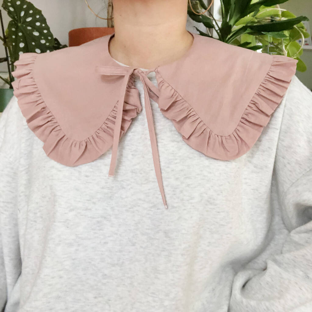 Dusty Pink Cotton Detachable Collar With Frill, 1 of 5