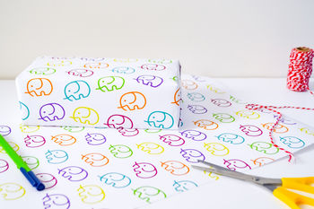 Childrens Elephant Wrapping Paper Set, 7 of 9