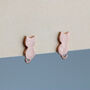 Brushed Sterling Silver Cat Stud Earrings, thumbnail 3 of 5