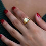 18ct Yellow Gold Plated Star Set Cz Oval Signet Ring, thumbnail 2 of 4