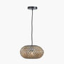 Black And Natural Rattan Pendant Ceiling Light, thumbnail 3 of 9