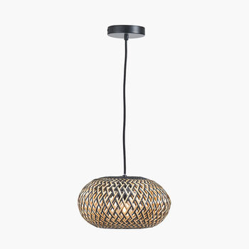 Black And Natural Rattan Pendant Ceiling Light, 3 of 9