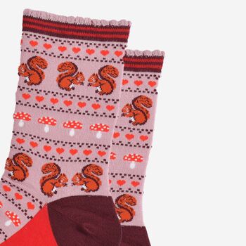 Women's Bamboo Socks Red Squirrel Fair Isle, 3 of 5