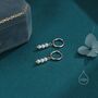 Genuine Freshwater Pearl Trio Huggie Hoop Earrings In Sterling Silver, thumbnail 6 of 11