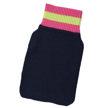 Cashmere Navy Mini Hot Water Bottle, 2 of 3