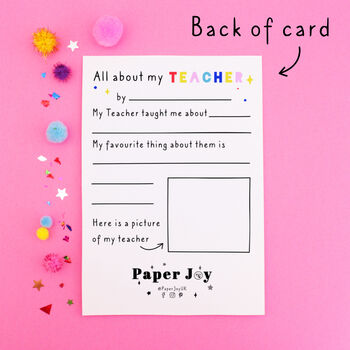 Star Teacher Personalised Thank You Card, 4 of 6