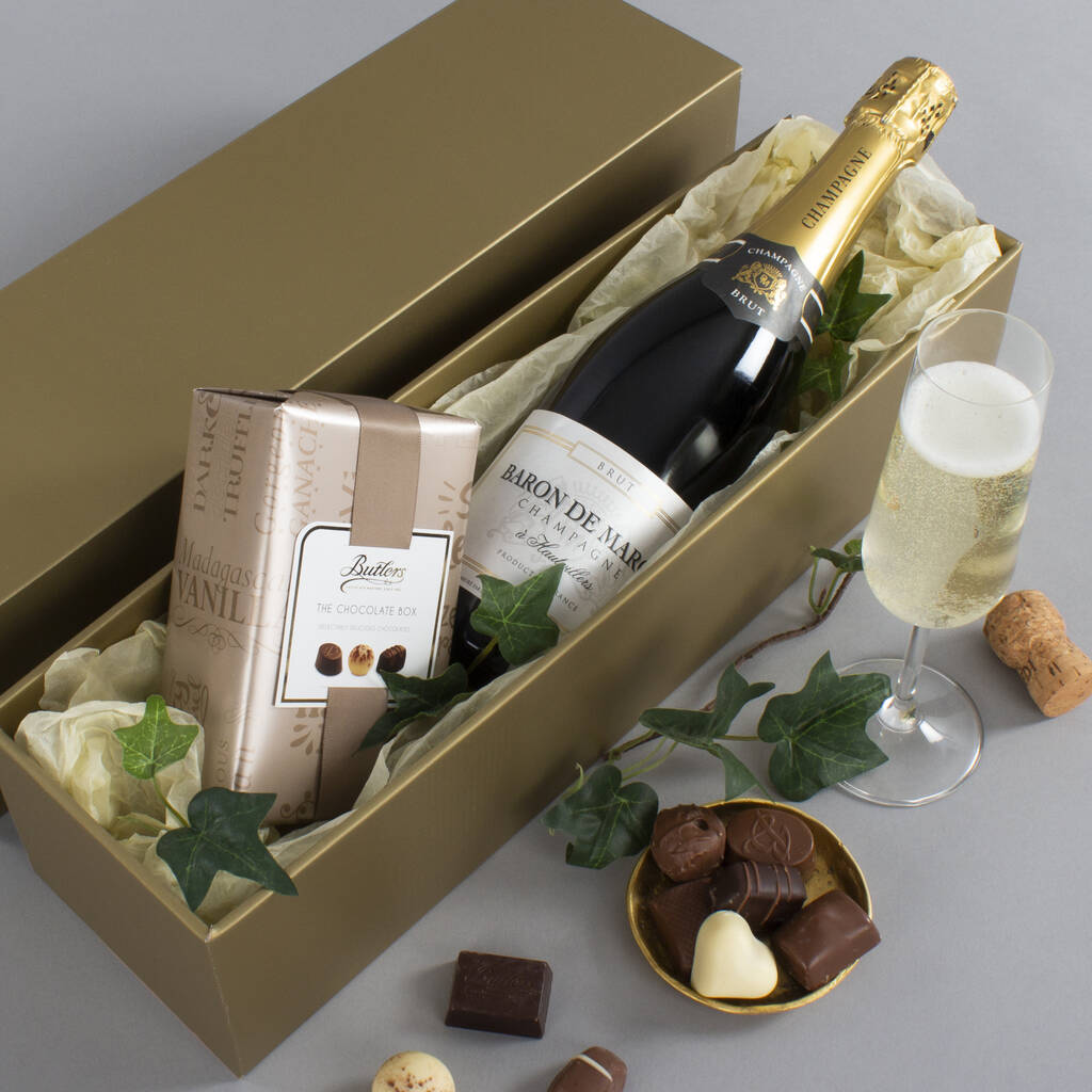 Champagne And Chocolates Gift Box By Virginia Hayward