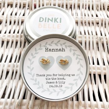 Personalised Wedding Knot Earrings In Gift Tin, 11 of 11